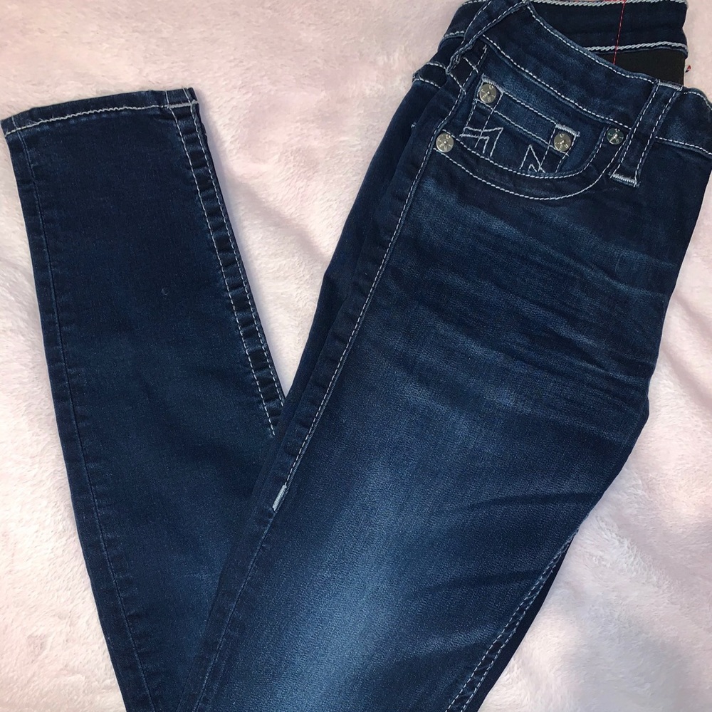 True Religion Swarovski Crystal Logo Skinny Jean